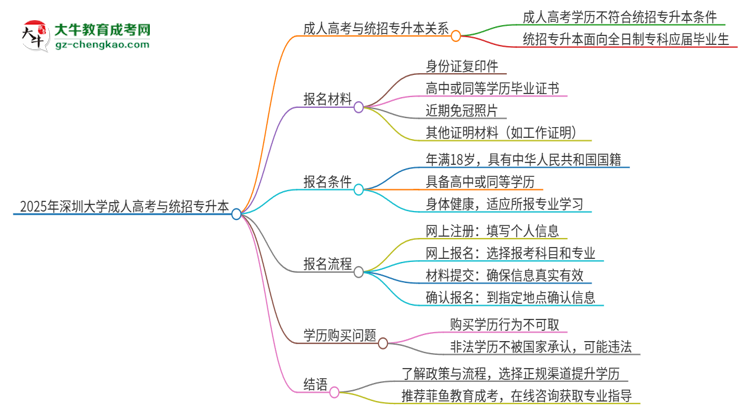 2025年深圳大學(xué)考完成人高考還能參加統(tǒng)招專升本嗎？思維導(dǎo)圖