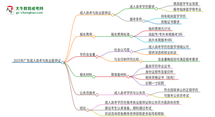 2025年廣東第二師范學(xué)院的成人高考學(xué)歷能報(bào)考執(zhí)業(yè)醫(yī)師證嗎？思維導(dǎo)圖