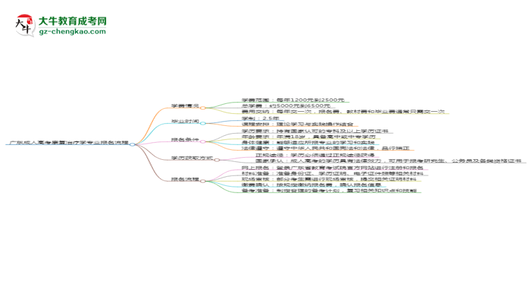 廣東成人高考康復治療學專業(yè)2025年報名流程思維導圖