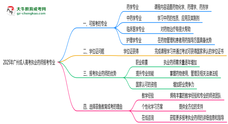 2025年廣州成人高考執(zhí)業(yè)藥師報(bào)考專業(yè)思維導(dǎo)圖