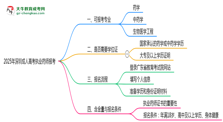2025年深圳成人高考執(zhí)業(yè)藥師報考專業(yè)思維導(dǎo)圖