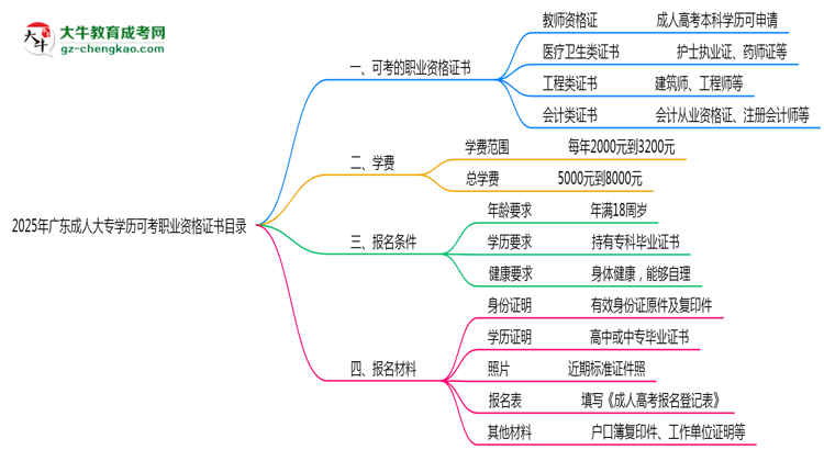 2025年廣東成人大專學(xué)歷可考職業(yè)資格證書目錄思維導(dǎo)圖