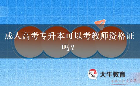 成人高考專升本可以考教師資格證嗎？