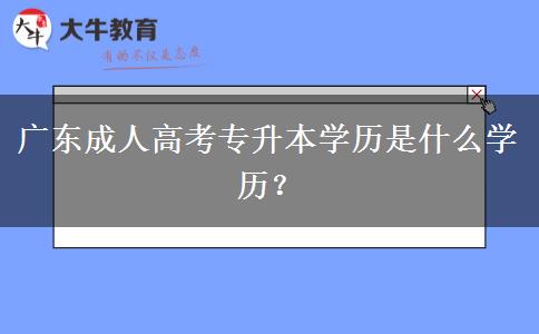 廣東成人高考專升本學(xué)歷是什么學(xué)歷？