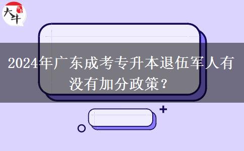 2024年廣東成考專升本退伍軍人有沒有加分政策？