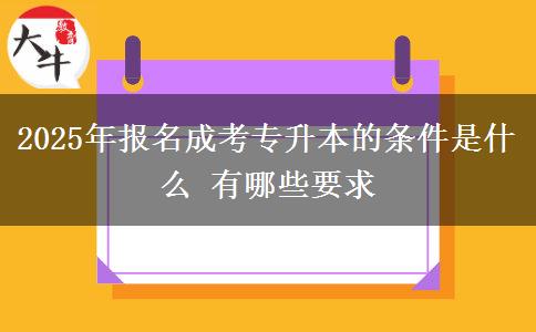 2025年報(bào)名成考專升本的條件是什么 有哪些要求