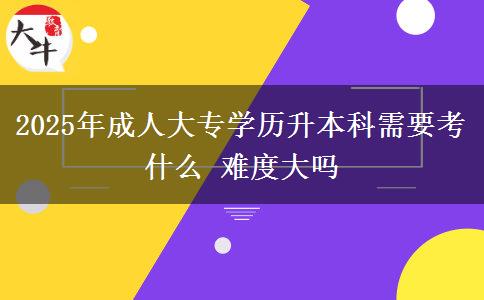 2025年成人大專學(xué)歷升本科需要考什么 難度大嗎