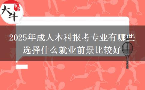 2025年成人本科報(bào)考專業(yè)有哪些 選擇什么就業(yè)前景比較好