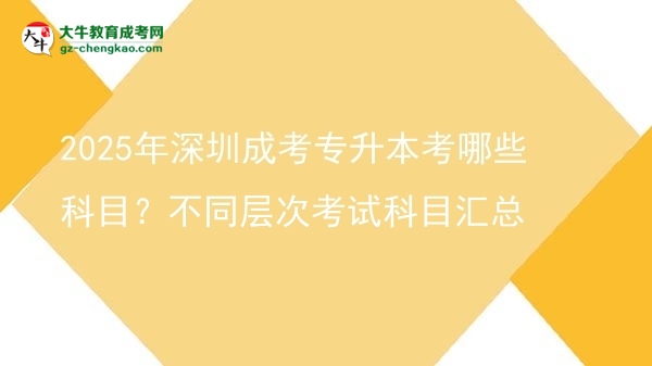 2025年深圳成考專升本考哪些科目？不同層次考試科目匯總圖片