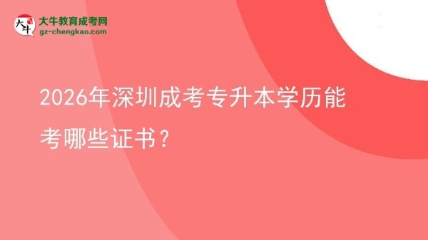 2026年深圳成考專升本學(xué)歷能考哪些證書？圖片