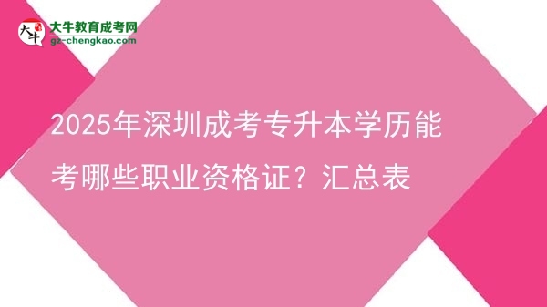 2025年深圳成考專升本學(xué)歷能考哪些職業(yè)資格證？匯總表圖片